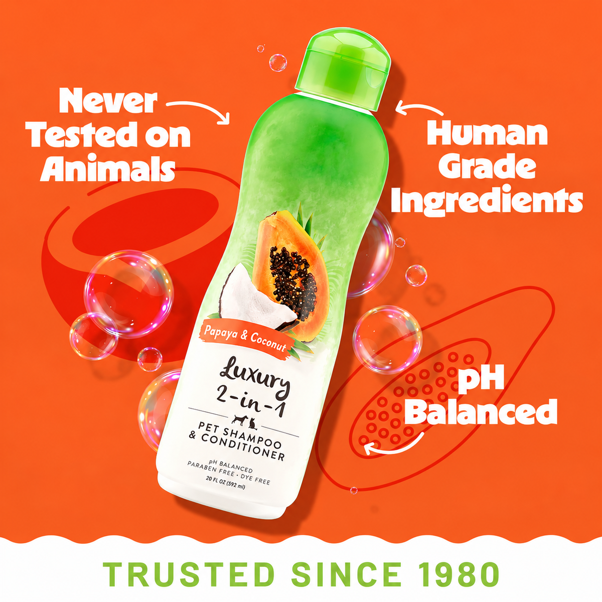 Papaya & Coconut 2-in-1 Pet Shampoo – Long-Lasting Fragrance