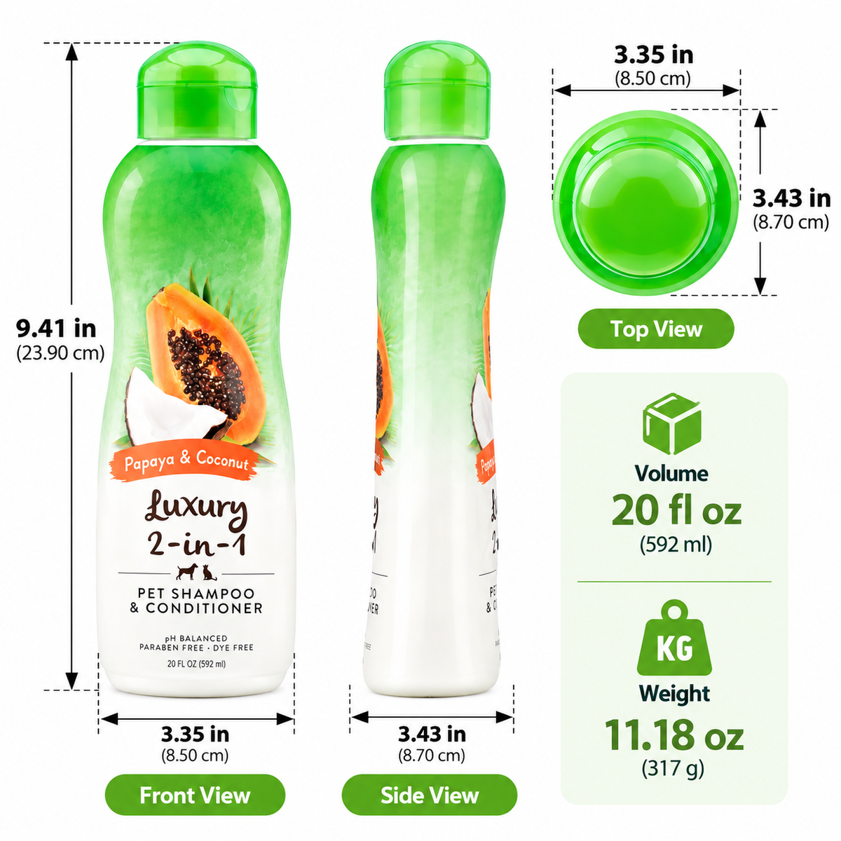 Papaya & Coconut 2-in-1 Pet Shampoo – Long-Lasting Fragrance
