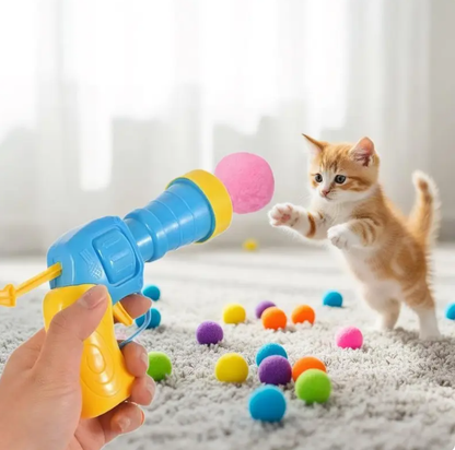 Cat Hairball Launcher Toy Gun(with 30 balls)